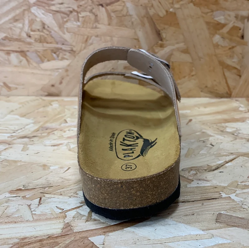 Plakton Damen-Sandale „Malaga“ aus metallischem Leder – Roségold