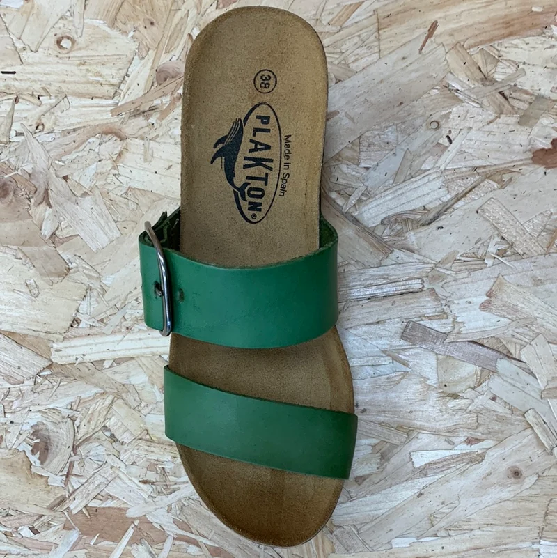 Plakton Damen Alicante Hi Vintage Ledersandale – Grün