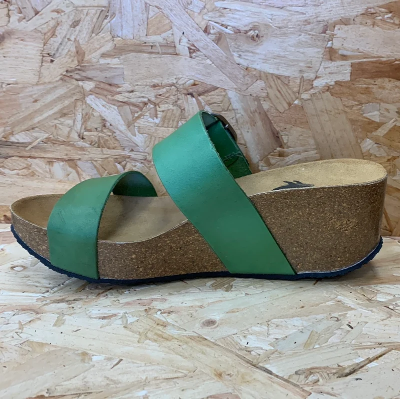 Plakton Damen Alicante Hi Vintage Ledersandale – Grün