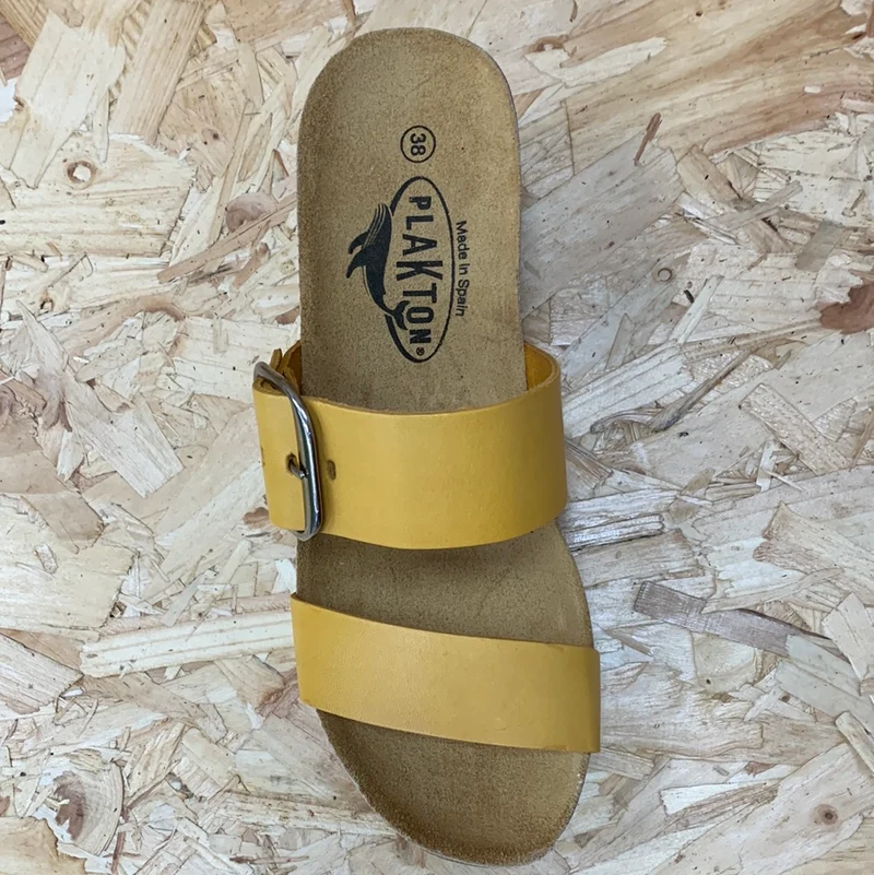 Plakton Damen Alicante Hi Vintage Ledersandale – Gelb