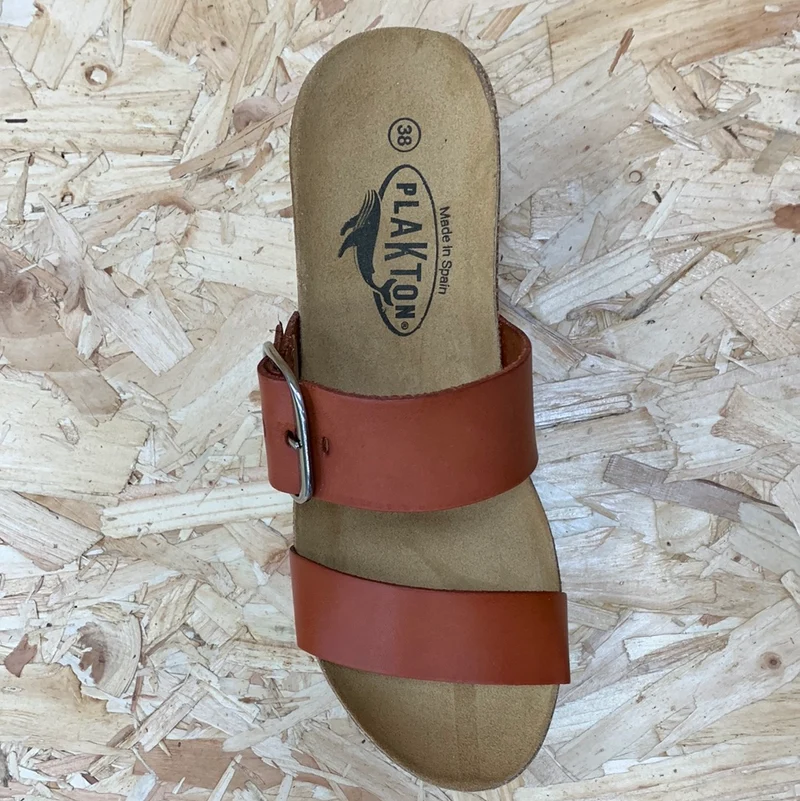 Plakton Damen Alicante Hi Vintage Ledersandale – Hellbraun