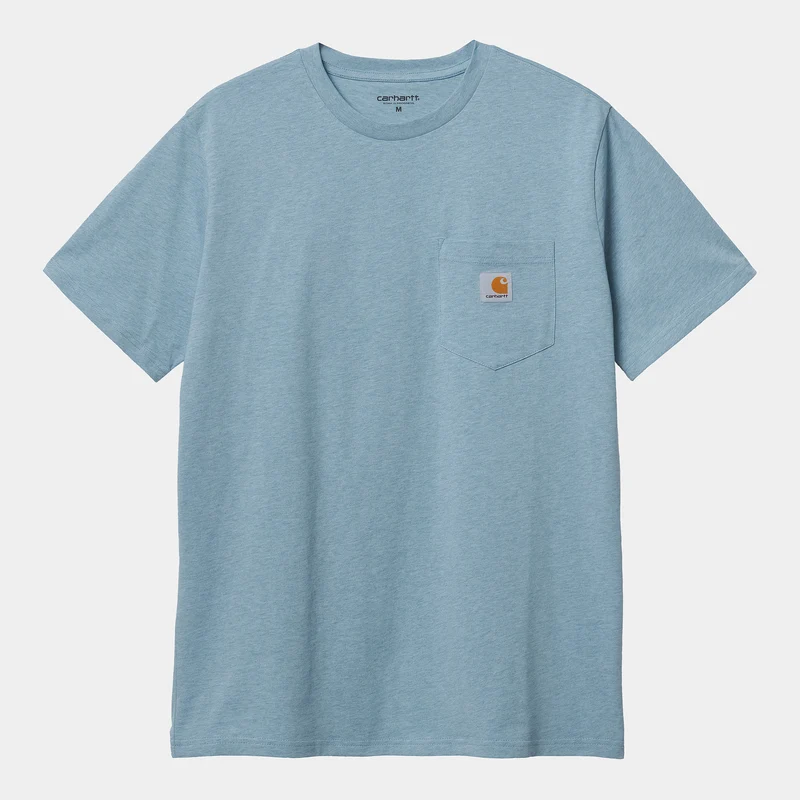 Carhartt WIP Kurzärmliges Herren-T-Shirt mit Tasche – Frosted Blue Heather