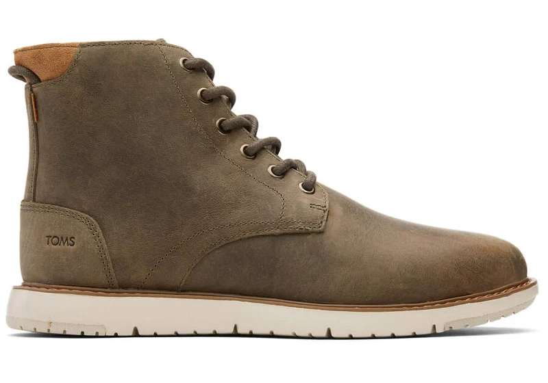 TOMS Wasserabweisender Herren-Lederstiefel Hillside – Olivgrün