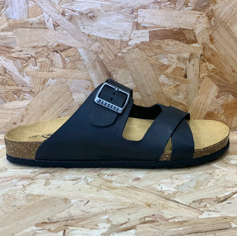 Plakton Damen Elche Apure Ledersandale – Schwarz