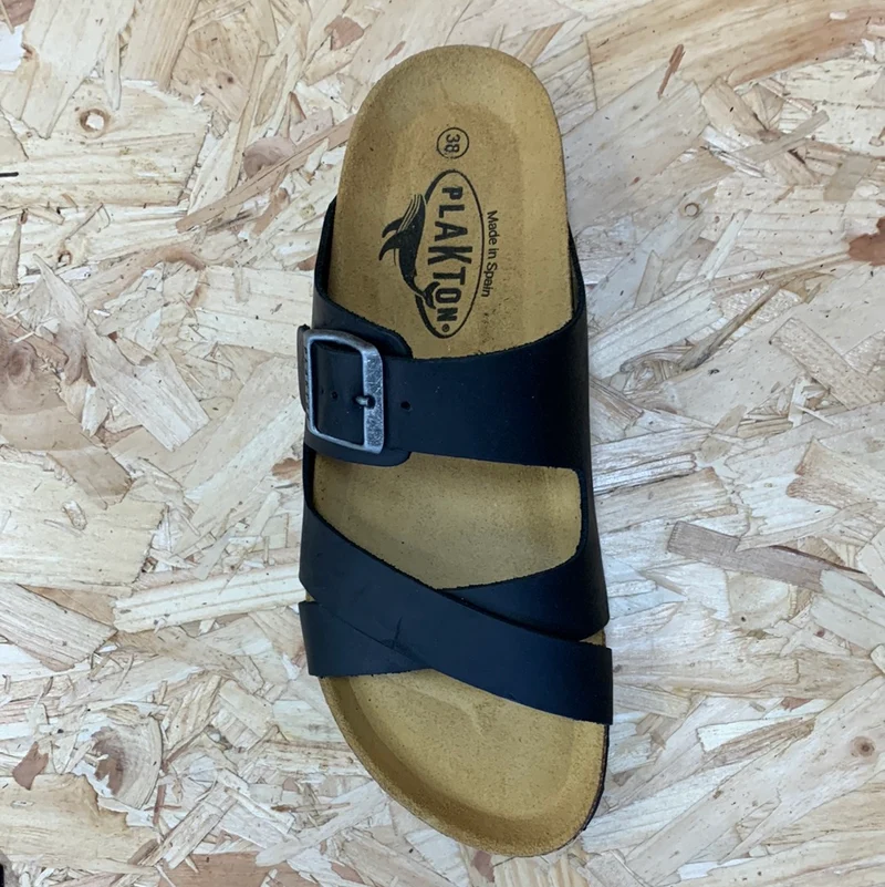 Plakton Damen Elche Apure Ledersandale – Schwarz