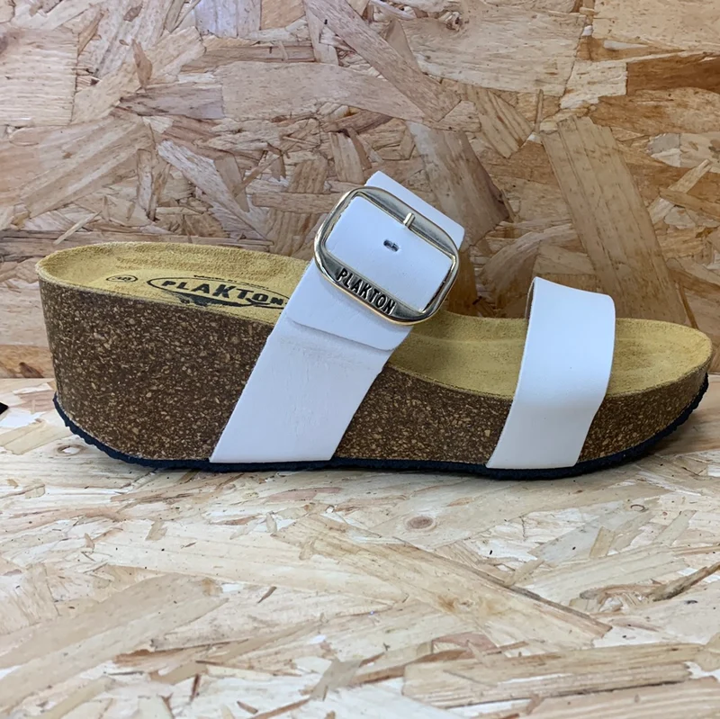 Plakton Damen-Sandale „Alicante Hi“ aus Napa-Leder – Weiß