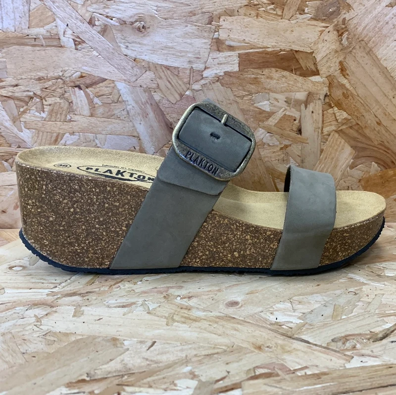 Plakton Damen-Sandale „Alicante Hi“ aus Nubukleder – Khaki