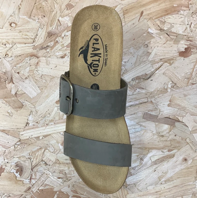 Plakton Damen-Sandale „Alicante Hi“ aus Nubukleder – Khaki