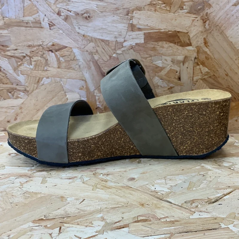 Plakton Damen-Sandale „Alicante Hi“ aus Nubukleder – Khaki