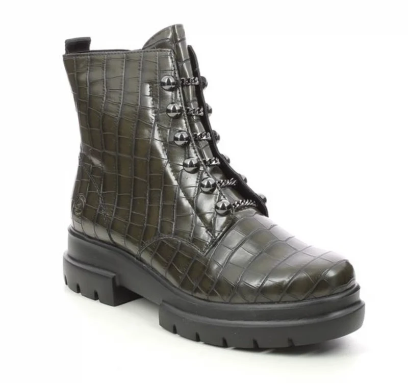 Remonte Klobige Damen-Stiefeletten – Olivgrün