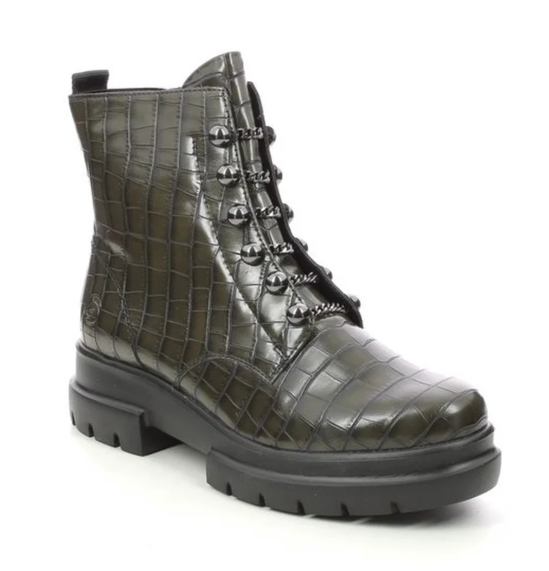 Remonte Klobige Damen-Stiefeletten – Olivgrün