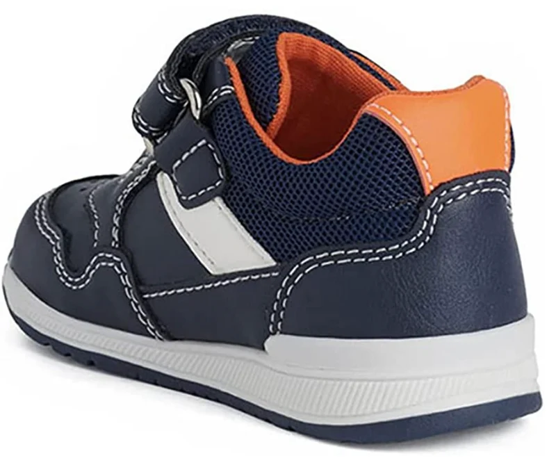 Geox Kleinkinder-Sneaker aus Leder für Kleinkinder – Marineblau/Orange