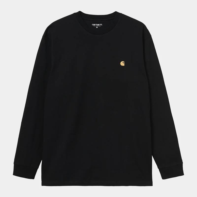 Carhartt WIP Herren Chase Langarm-T-Shirt – Schwarz / Gold