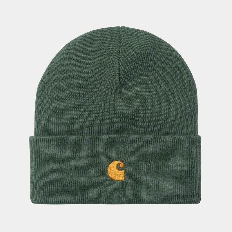 Carhartt WIP Unisex Chase Beanie – Hemlockgrün / Gold