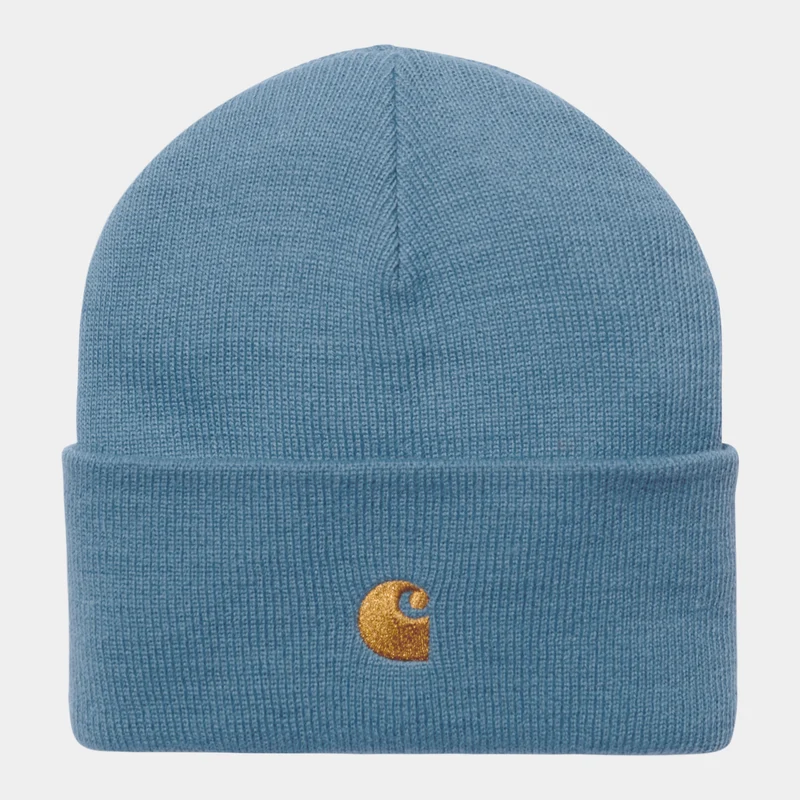 Carhartt WIP Unisex Chase Beanie – Eisiges Wasser / Gold