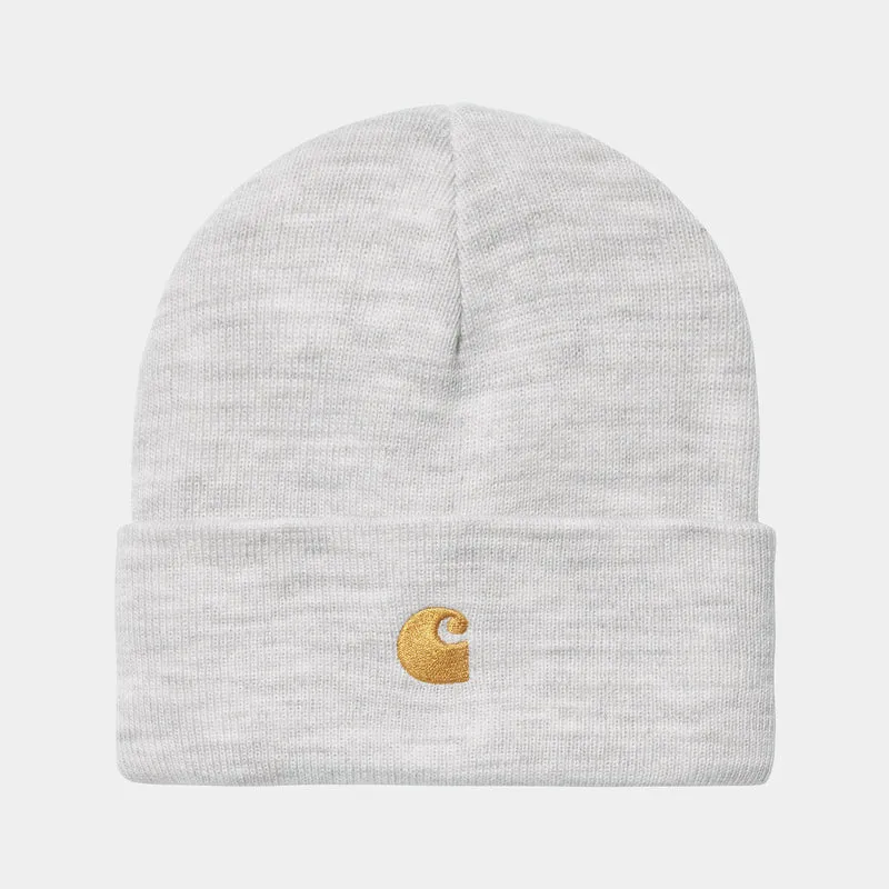 Carhartt WIP Unisex Chase Beanie – Ash Heather / Gold