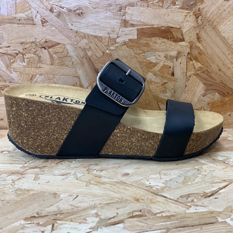 Plakton Damen Alicante Hi Apure Ledersandale – Schwarz