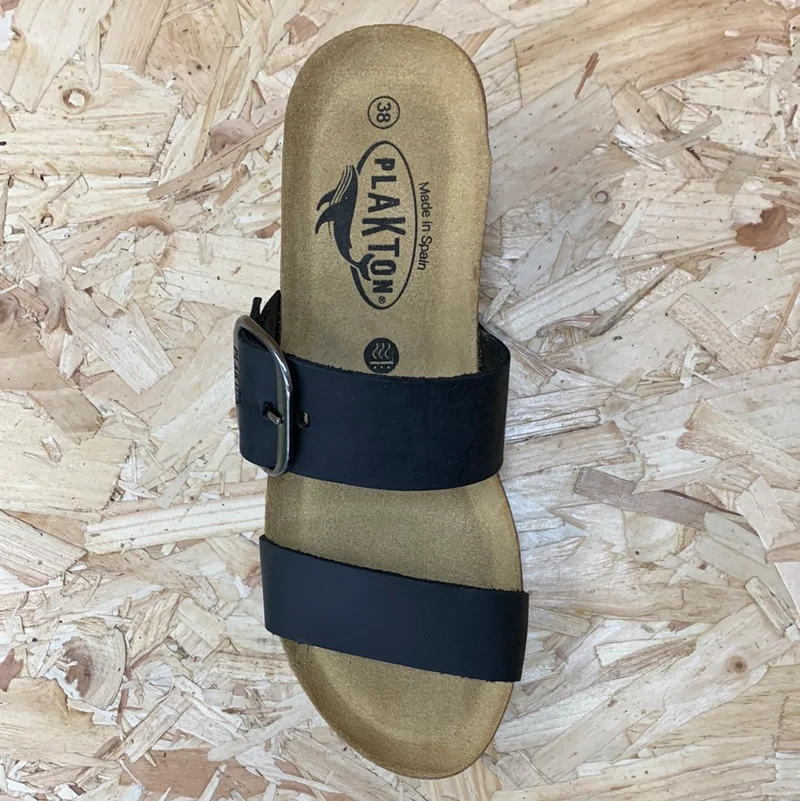 Plakton Damen Alicante Hi Apure Ledersandale – Schwarz