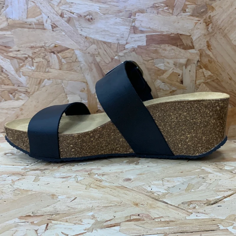 Plakton Damen Alicante Hi Apure Ledersandale – Schwarz