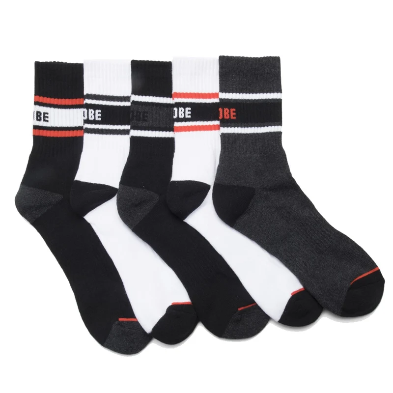 Globe Herren-Socken mit drei Streifen und Rundhalsausschnitt (5er-Pack)