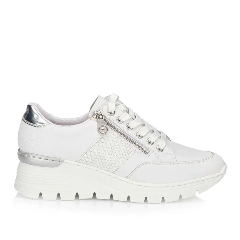 Rieker Modische Damen-Sneaker mit Keilabsatz – Weiß