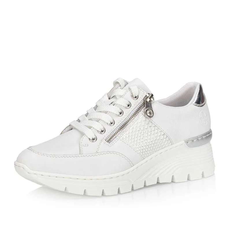 Rieker Modische Damen-Sneaker mit Keilabsatz – Weiß