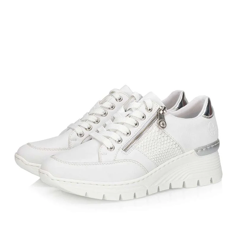 Rieker Modische Damen-Sneaker mit Keilabsatz – Weiß