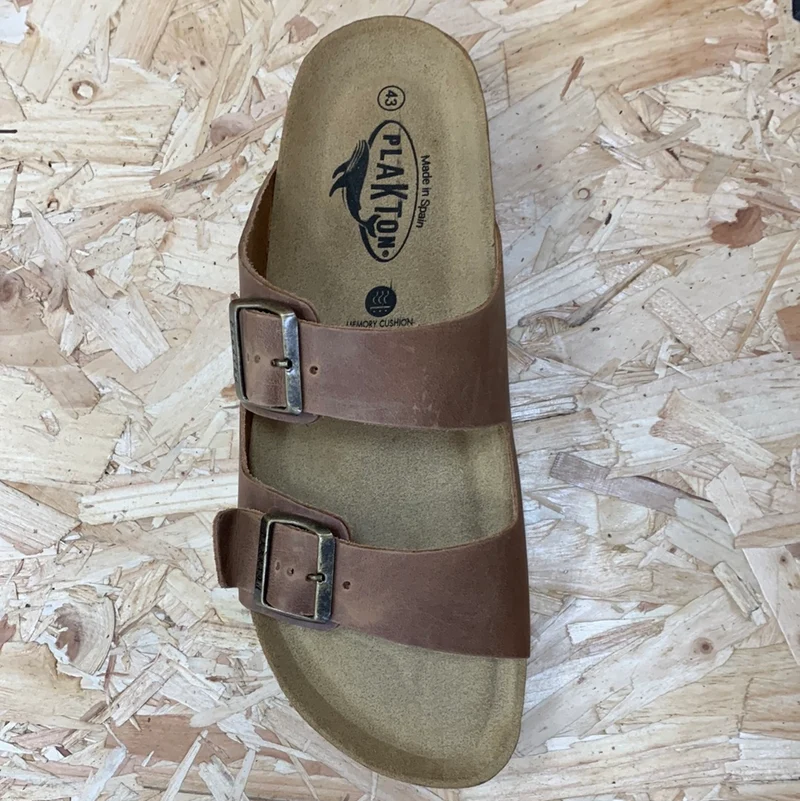 Plakton Herren Malaga Apure Ledersandale – Eichenbraun