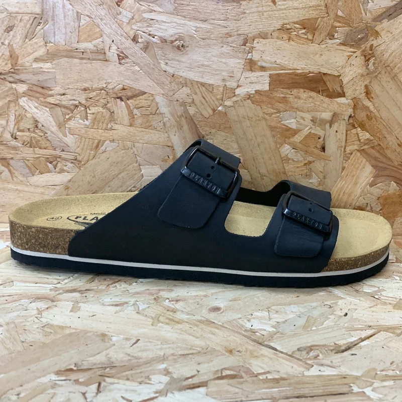 Plakton Herren Malaga Apure Ledersandale – Schwarz
