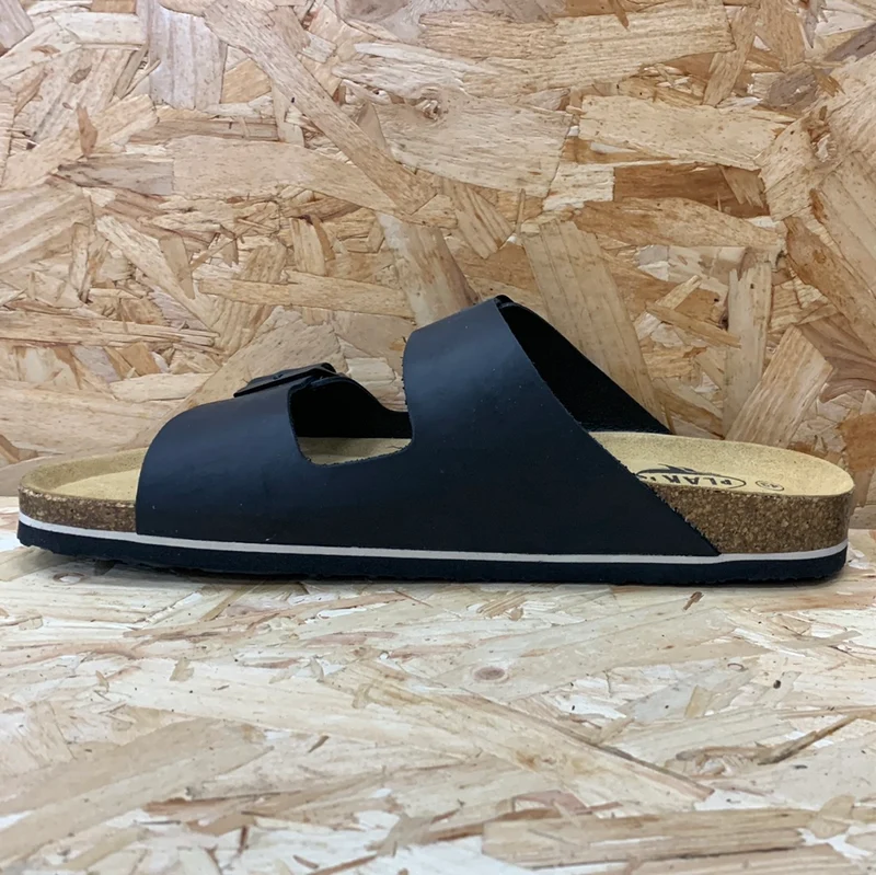 Plakton Herren Malaga Apure Ledersandale – Schwarz