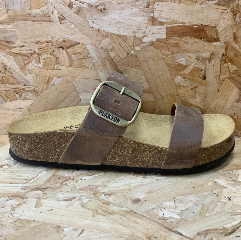 Plakton Damen-Sandale „Alicante Mid Apure“ aus Leder – Eichenbraun