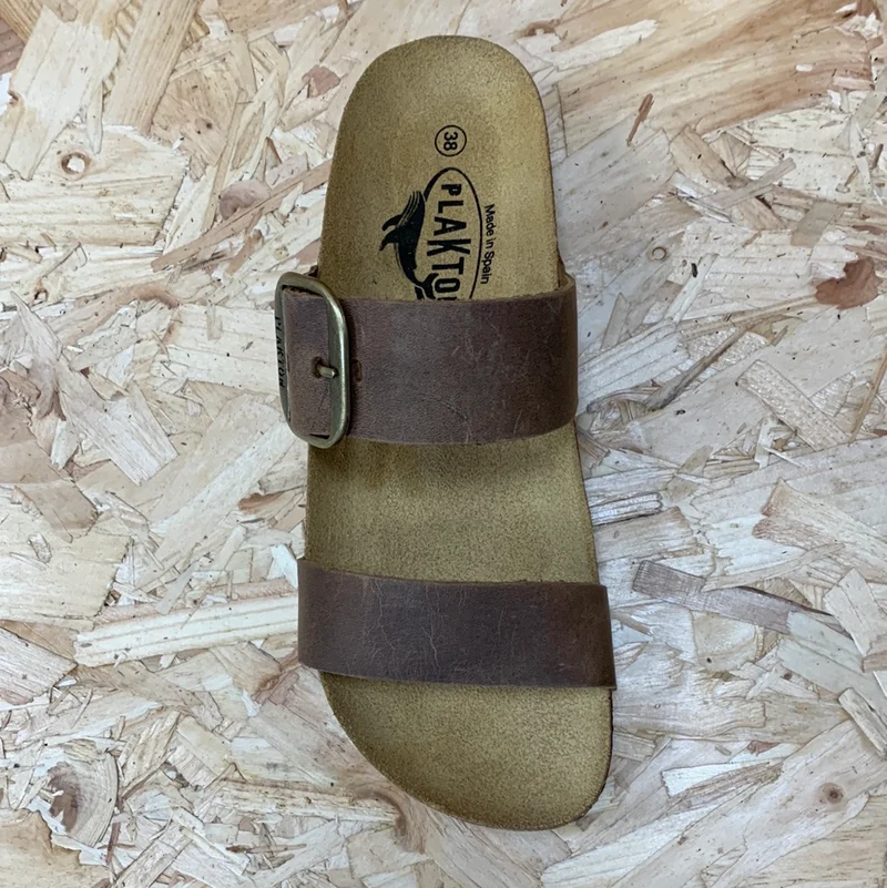 Plakton Damen-Sandale „Alicante Mid Apure“ aus Leder – Eichenbraun