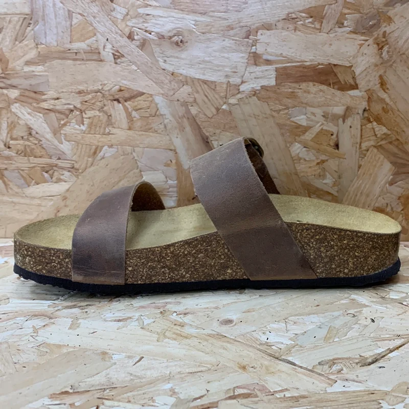 Plakton Damen-Sandale „Alicante Mid Apure“ aus Leder – Eichenbraun