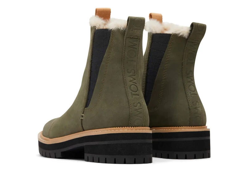 TOMS Wasserabweisende Damen-Stiefeletten Dakota aus geöltem Nubukleder – Olive