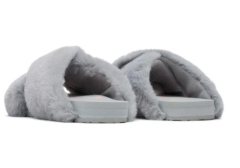 TOMS Damen Susie Eva Faux Fur Vegane Hausschuhe – Grau