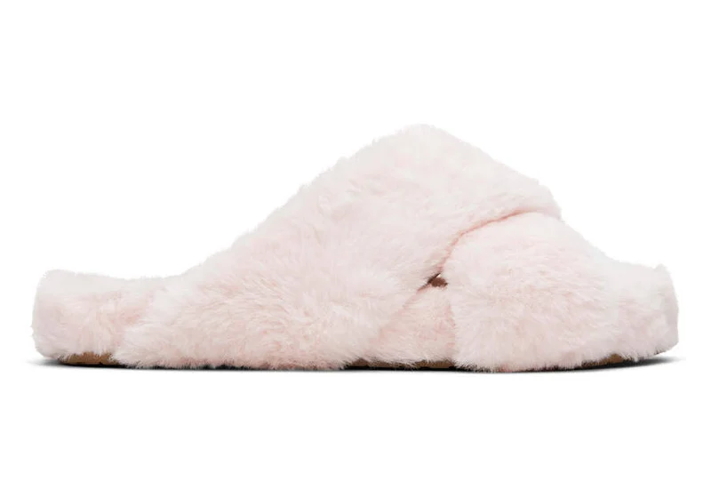 TOMS Damen Susie Kunstfell-vegane Hausschuhe – Rosa