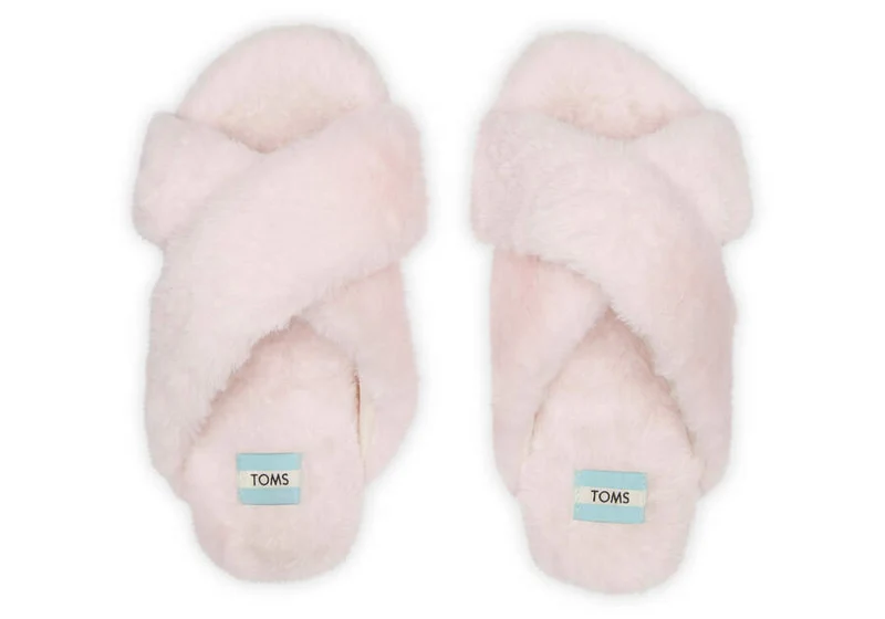 TOMS Damen Susie Kunstfell-vegane Hausschuhe – Rosa