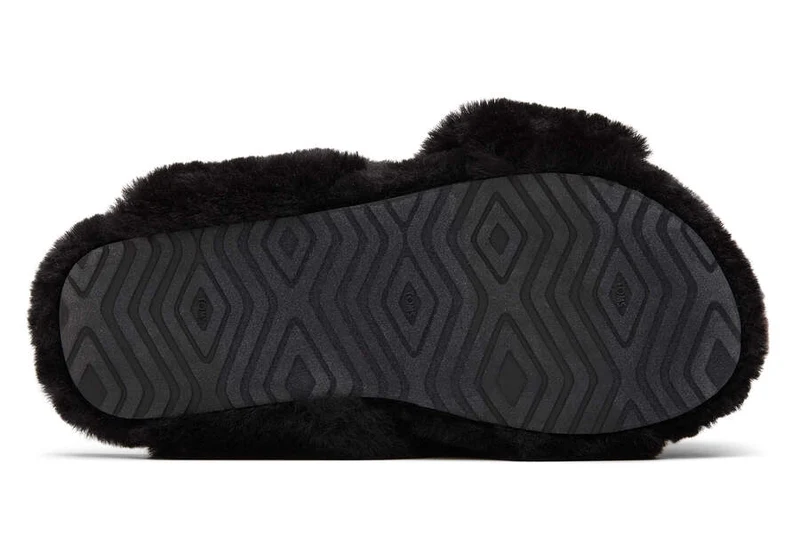 TOMS Susie Vegane Hausschuhe aus Kunstpelz für Damen – Schwarz