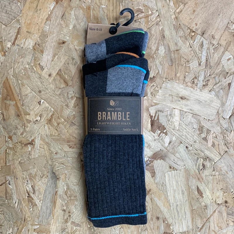 Bramble Leichte Wandersocken für Herren (3er-Pack) – Grau