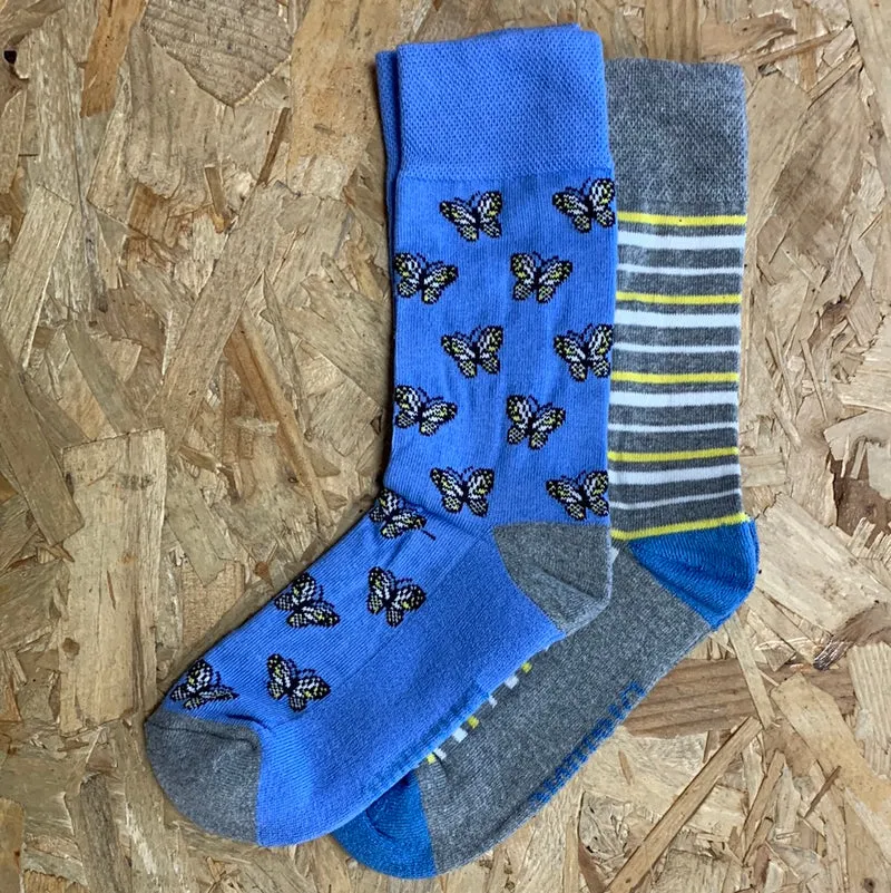 Bramble Womens Comfort Top Butterfly Socken (2er-Pack) - Blau