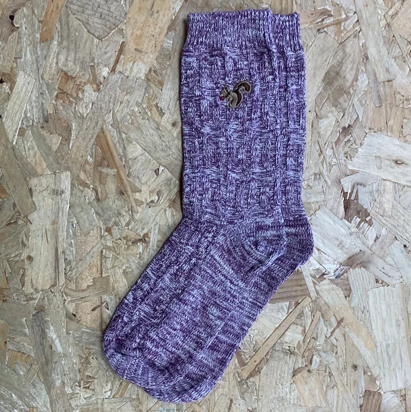 Bramble Damen-Socken mit Zopfmuster (2er-Pack) – Grau / Creme