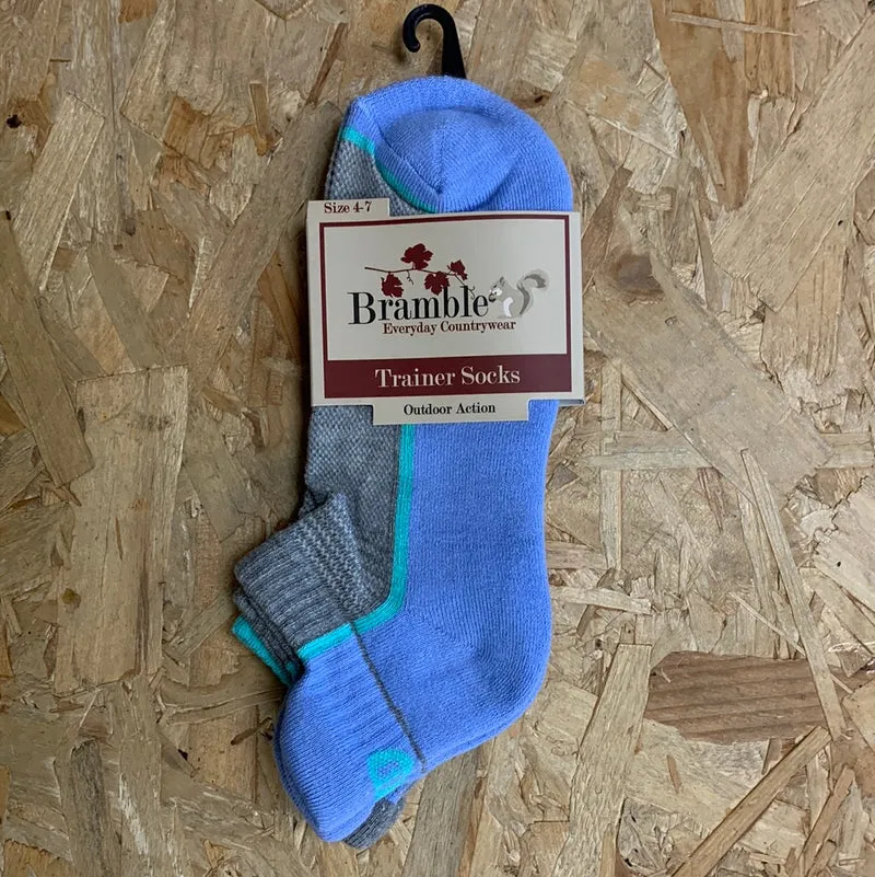 Bramble Damen-Trainer-Innensocken (2er-Pack) – Aqua/Blau