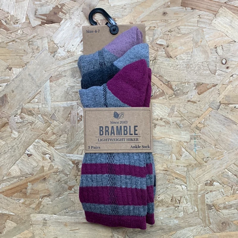 Bramble Leichte Wandersocken für Damen (3er-Pack) – Grau