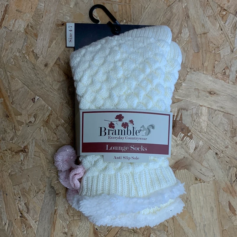 Bramble Gemütliche Popcorn-Slipper-Socke für Damen – Creme