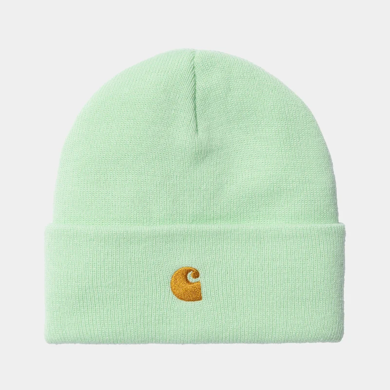 Carhartt WIP Unisex Chase Beanie – Pale Spearmint / Gold