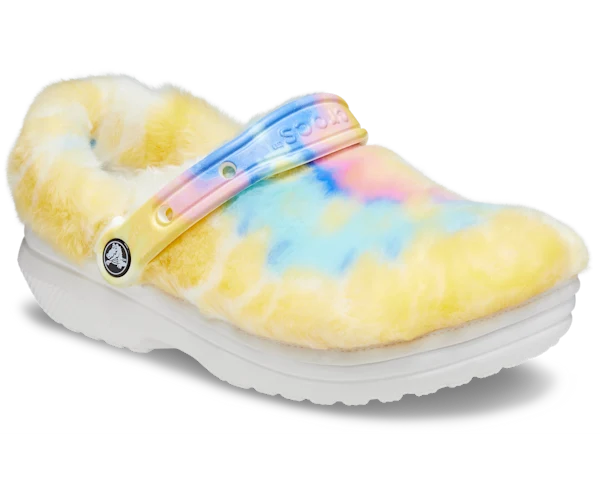 Crocs Unisex Classic Fur Sure Tie Dye Clog – Weiß / Multi