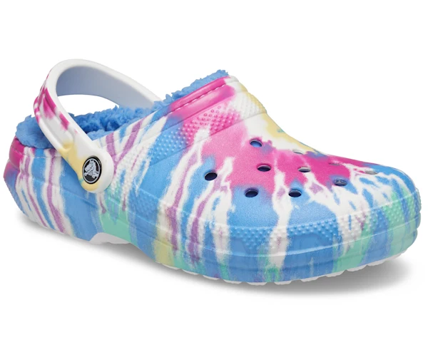 Crocs Unisex-Klassiker Lined Clog Batik – Hellblau/Mehrfarbig