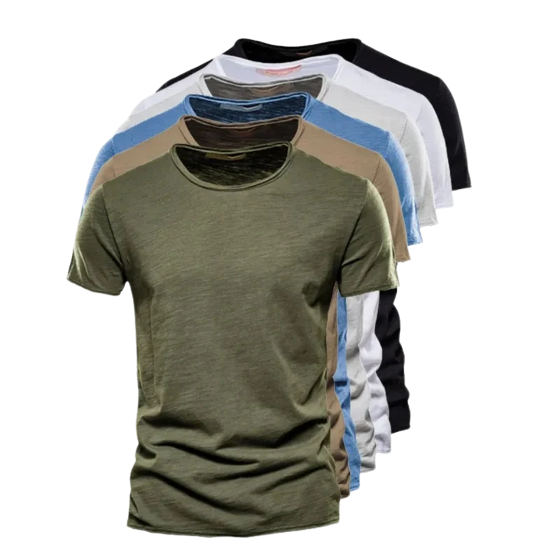 Herren-T-Shirt mit Rundhalsausschnitt und Flammgarn-Struktur
