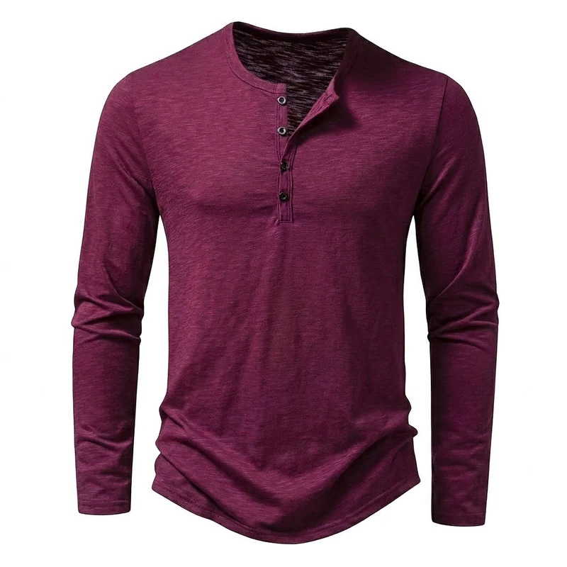 Herren-Langarmshirt mit Henley-Ausschnitt und Knopfleiste