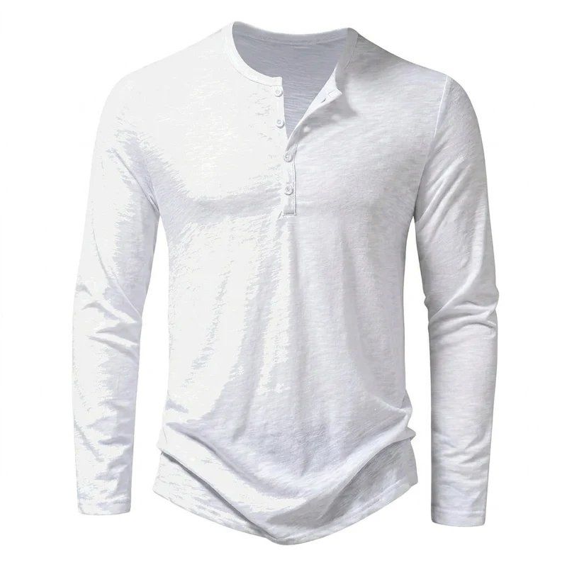 Herren-Langarmshirt mit Henley-Ausschnitt und Knopfleiste